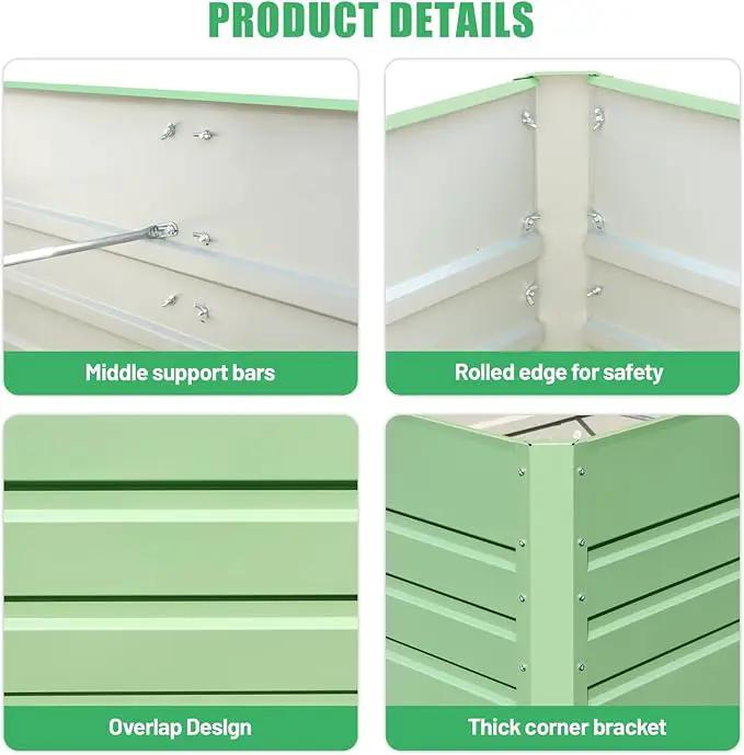 SnugNiture 4x2x2FT Raised Garden Bed Galvanized Planter Garden Boxes Outdoor, Deep Root Planter Raised Bed for Vegetables Flowers Herbs,Green by GreenHaven Gardens