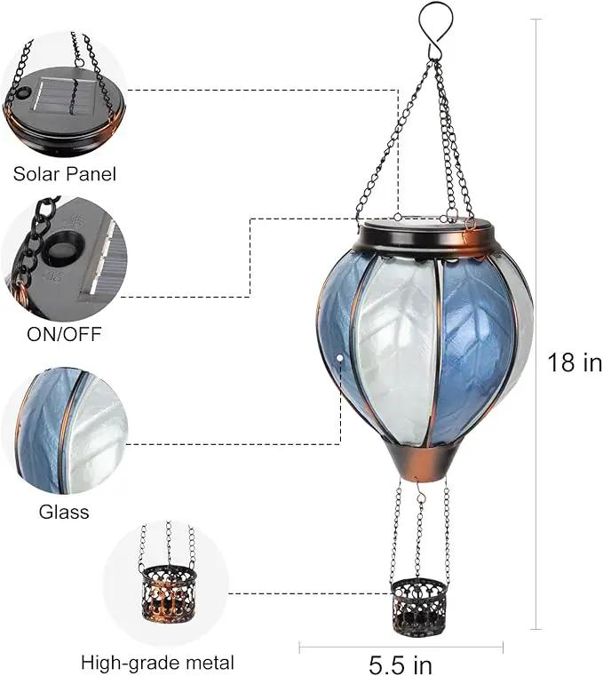 18inch Hot Air Balloon Solar Lantern with Flickering Flame Hanging Solar Outdoor Lantern Lights Waterproof Lanterns for Garden Patio Yard Party Decoration by GreenHaven Gardens
