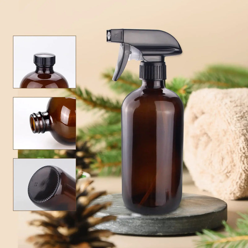 Wedama Amber Glass Spray Bottles, 16 oz Glass Spray Bottles for Cleaning Solutions and Essential Oils, Refillable Empty Spray Bottle with Adjustable Nozzles for Alcohol, Plant and Hair Care (1 Pack) by GreenHaven Gardens
