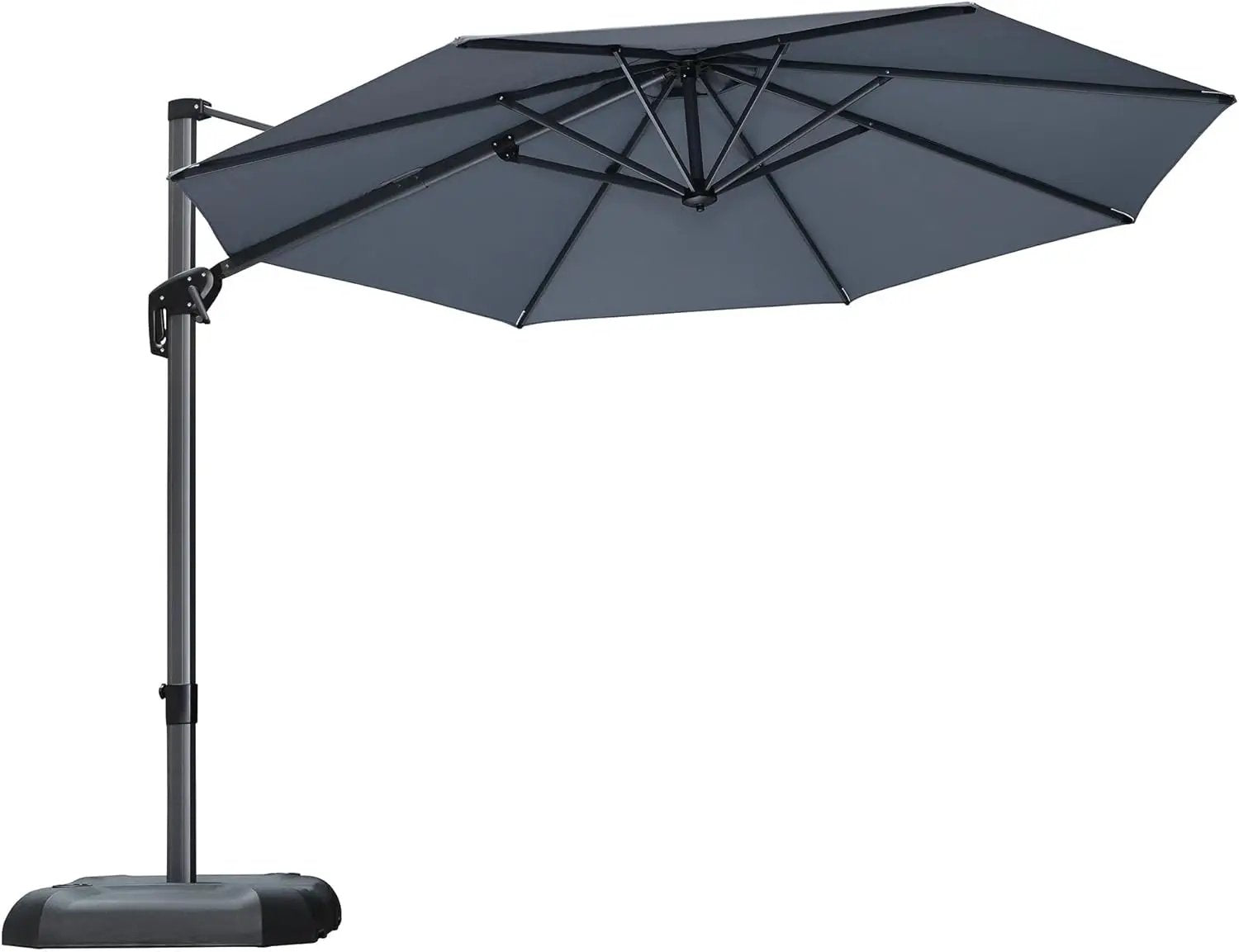 PURPLE LEAF 10 Feet Patio Umbrella Outdoor Cantilever Round Umbrella Aluminum Offset Umbrella with 360-degree Rotation for Garden Deck Pool Patio Light Grey by GreenHaven Gardens