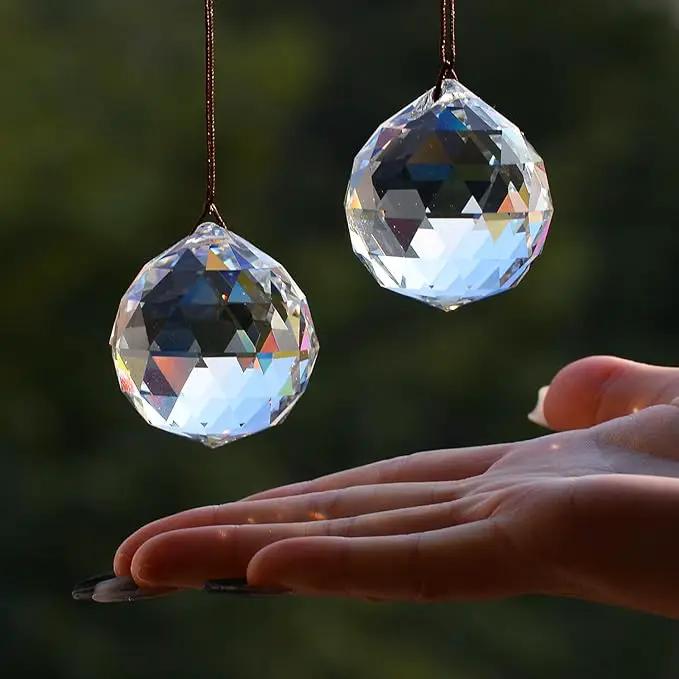 2PCS 4cm Clear Ball Crystal Sun Catcher Prisms, STINO Hanging Suncatchers with Glass Prism, Rainbow Maker for Windows, Home, Room, Garden Decor (1, Ball Clear 2Pcs) by GreenHaven Gardens