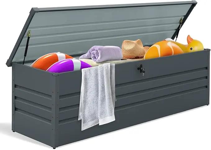 260 Gallon Metal Outdoor Storage Box Waterproof, Extra Large Deck Box and Patio Cushion Box for Storing Gardening Tools, Pool Supplies by GreenHaven Gardens