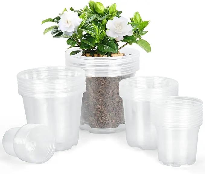 45 Pack 7/6/5/4/3 Inch Clear Nursery Pots for Plants, Clear Plastic Plant Pots with Drainage Holes, Transparent Variety Pack Flexible Garden Pot for Outdoor Indoor, Seed Starting Pots (Clear) by GreenHaven Gardens