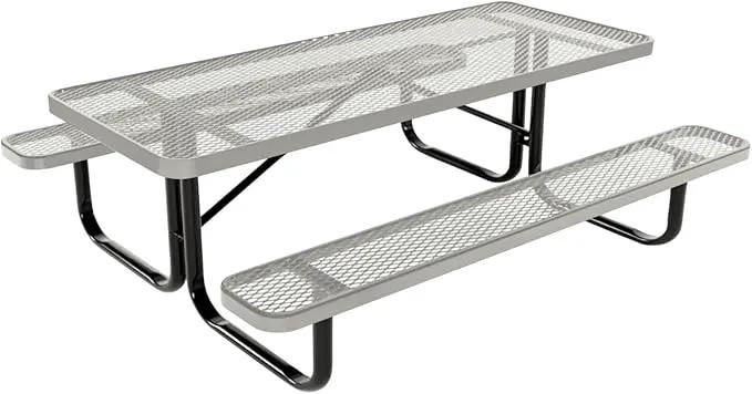 Coated Outdoor Furniture Heavy-Duty Portable Outdoor Kids Table, Expanded Metal Kids Picnic Table, Commercial-Grade Picnic Table, Made in America (6ft Rectangular, Childrens, Gray) by GreenHaven Gardens