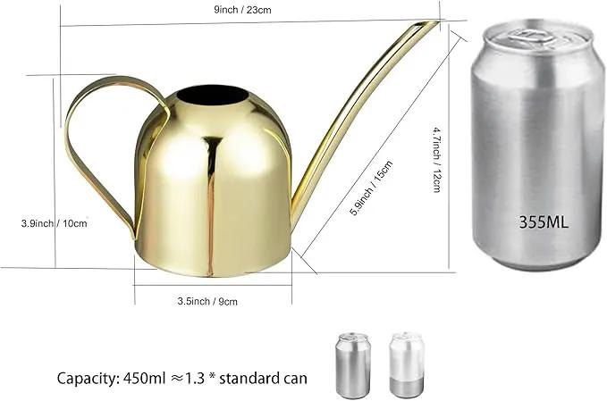 IMEEA Gold Watering Can for Indoor Plants, Orchid, Bonsai - Stainless Steel With Long Spout for House, Desk, Office - 15oz/450ml by GreenHaven Gardens