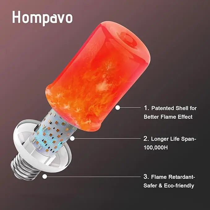 Hompavo 【Upgraded LED Flame Light Bulbs, 4-Mode Flickering Light Bulbs with Upside Down Effect, E26/E27 Flame Bulb for Halloween Christmas Party Indoor and Outdoor Home Decoration - 2 Red by GreenHaven Gardens
