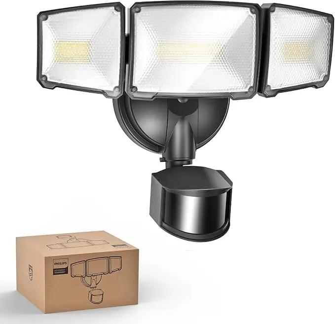 Philips 72W 7400LM LED Security Lights w/PIR Motion Sensor Outdoor, 5000K Daylight Dusk to Dawn Aluminum Flood Light, 3 Adjustable Heads, Waterproof for Garage, Yard, Porch by GreenHaven Gardens