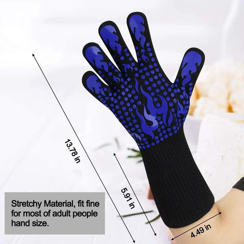 Comsmart BBQ Gloves, 1472F Heat Resistant Silicone Non-Slip Oven Mitts, Long Kitchen Gloves Perfect for Grilling, Cooking, Baking, Cutting, Blue by GreenHaven Gardens