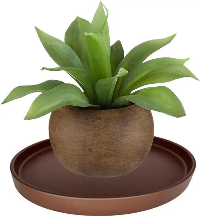 Ceramic Plant Saucer Pot Tray 12 Inch, Planter Saucers 4 5 6 7 8 9 10 11 12 13 Inch for Indoors Outdoor, Durable Sturdy Flower Drainage drip Water Tray for Glazed Pots Base (12.7 Inch-Brown) by GreenHaven Gardens