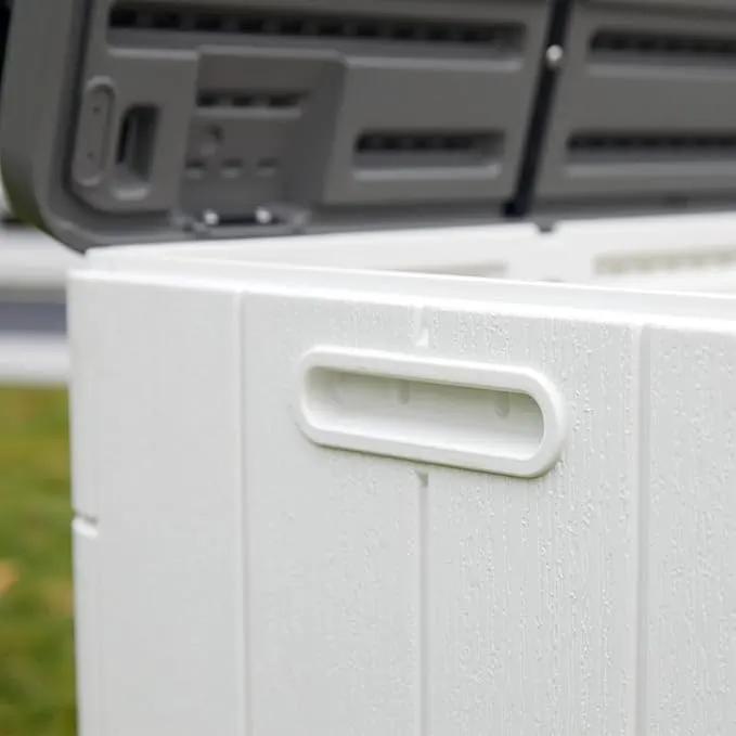 100 Gallon Outdoor Storage Box Waterproof Lockable Resin Deck Box Large, Patio Storage Bin for Pool Accessories Cushion Furniture, Garden Tools, UV-Resistant Outside Delivery Black&White by GreenHaven Gardens
