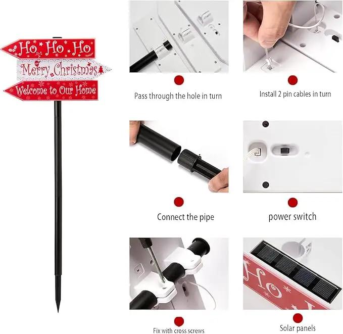 pearlstar Christmas Solar Pathway Stake Lights Decorations - 24 White LED Solar Outdoor Lights Waterproof Yard Landscape Sign Pathway Markers for Xmas Patio Garden Home Decor by GreenHaven Gardens