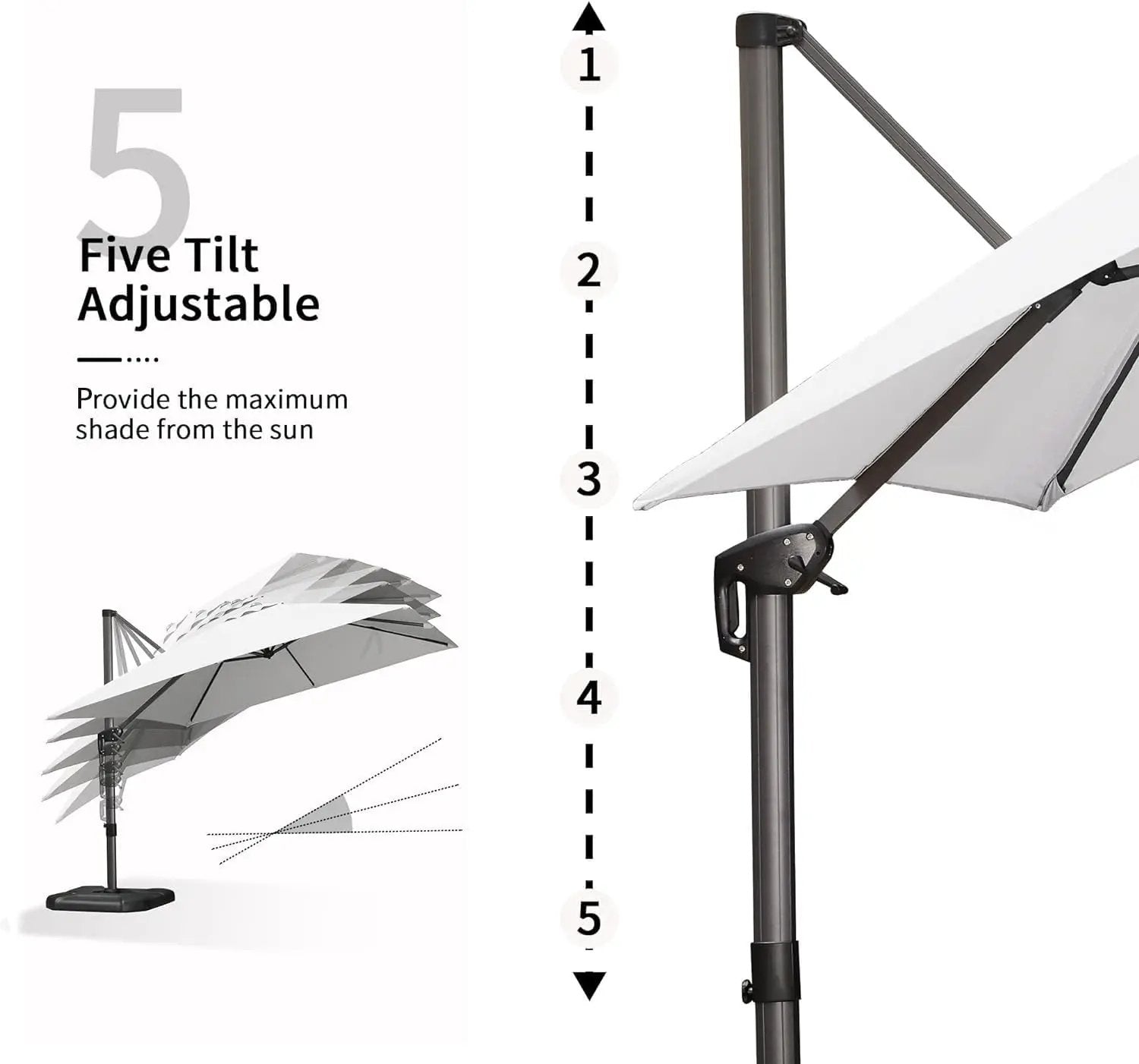 PURPLE LEAF 9' X 11.5' Patio Umbrella Outdoor Cantilever Rectangle Umbrella Aluminum Offset Umbrella with 360-degree Rotation for Garden Deck Pool Patio, White by GreenHaven Gardens