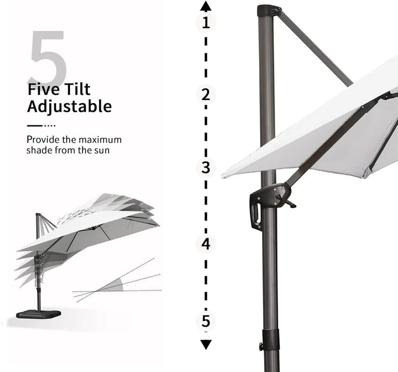 PURPLE LEAF 9' X 11.5' Patio Umbrella Outdoor Cantilever Rectangle Umbrella Aluminum Offset Umbrella with 360-degree Rotation for Garden Deck Pool Patio, White by GreenHaven Gardens