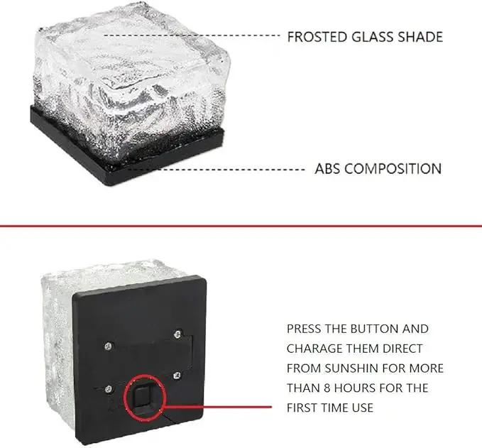 Solar Glass Brick Light - Solar Ice Cube LED Light - Crystal Brick Stone Lamp Garden Courtyard Pathway Patio Pool, Decorative Christmas Festives Ice Rock Cube Lights (4PCS White) by GreenHaven Gardens