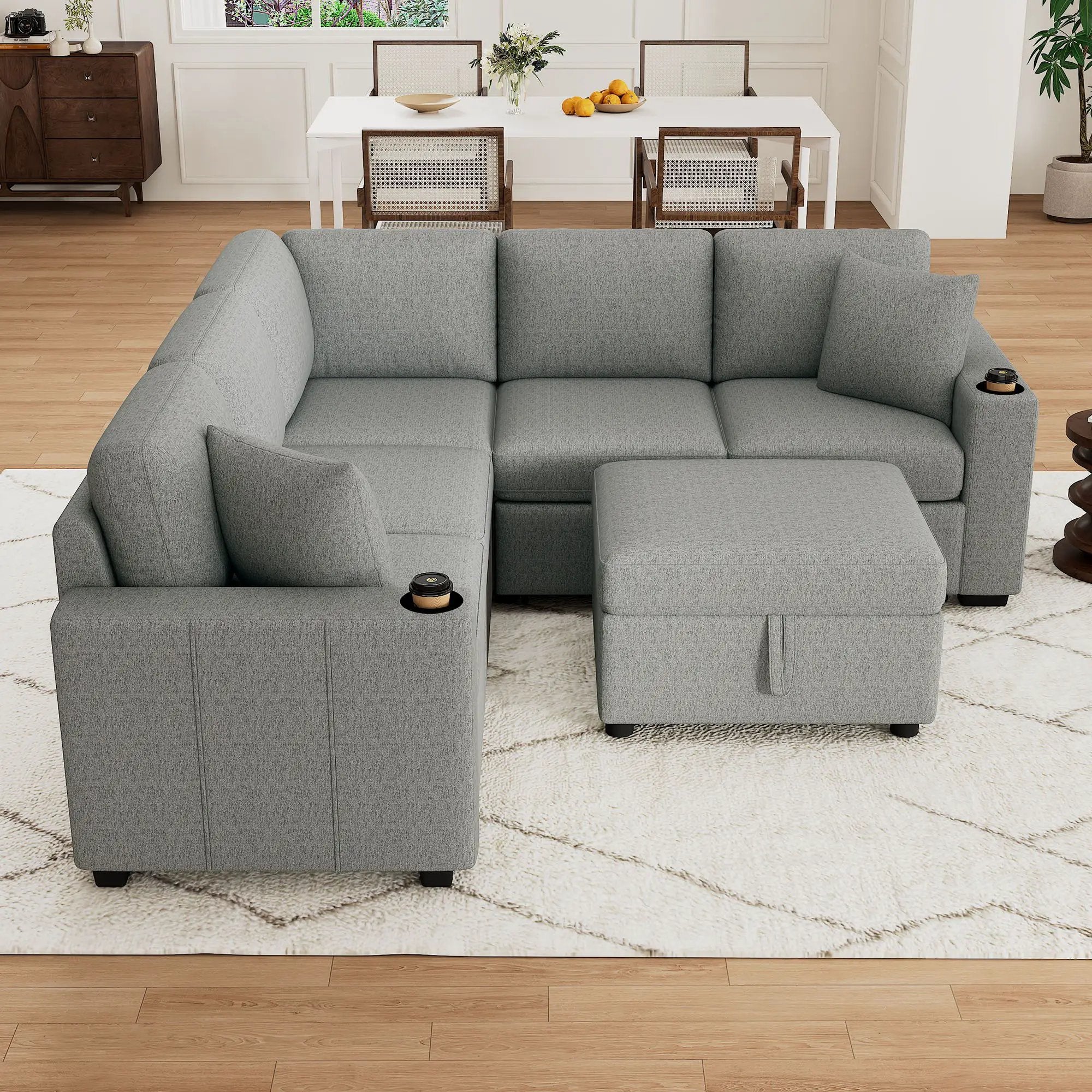 Sectional Sofa Convertible Pull-Out Sofa Bed With A Movable Storage Ottoman For Living Room by HouseOfZazla