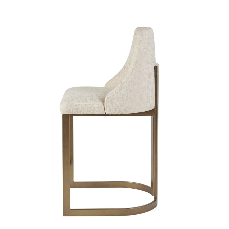 Upholstered Counter Stool With Metal Base - Cream by Unique Piece Furniture