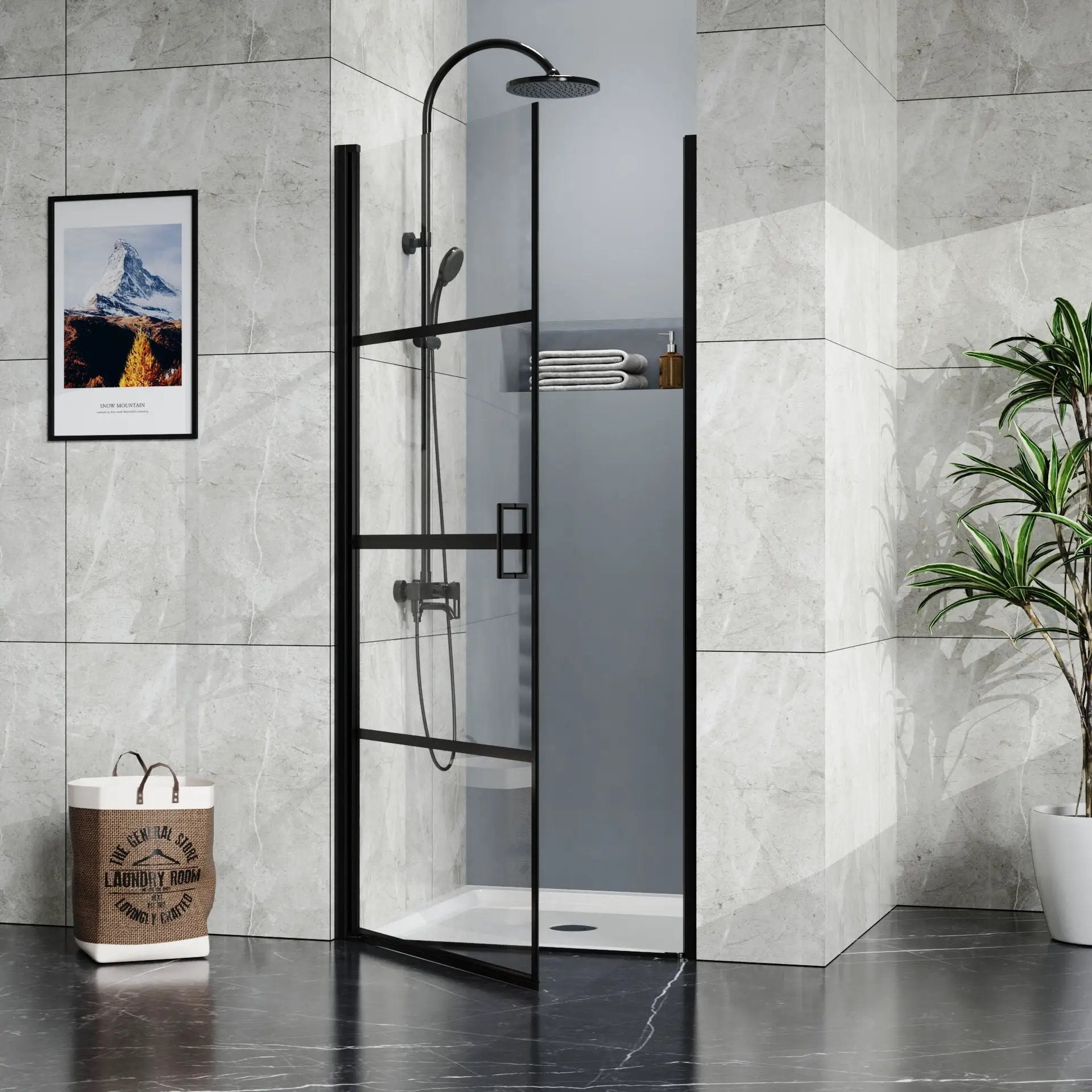 Goodyo - Centered Drain Shower With 3-Side Tile Flanges - White by HouseOfZazla