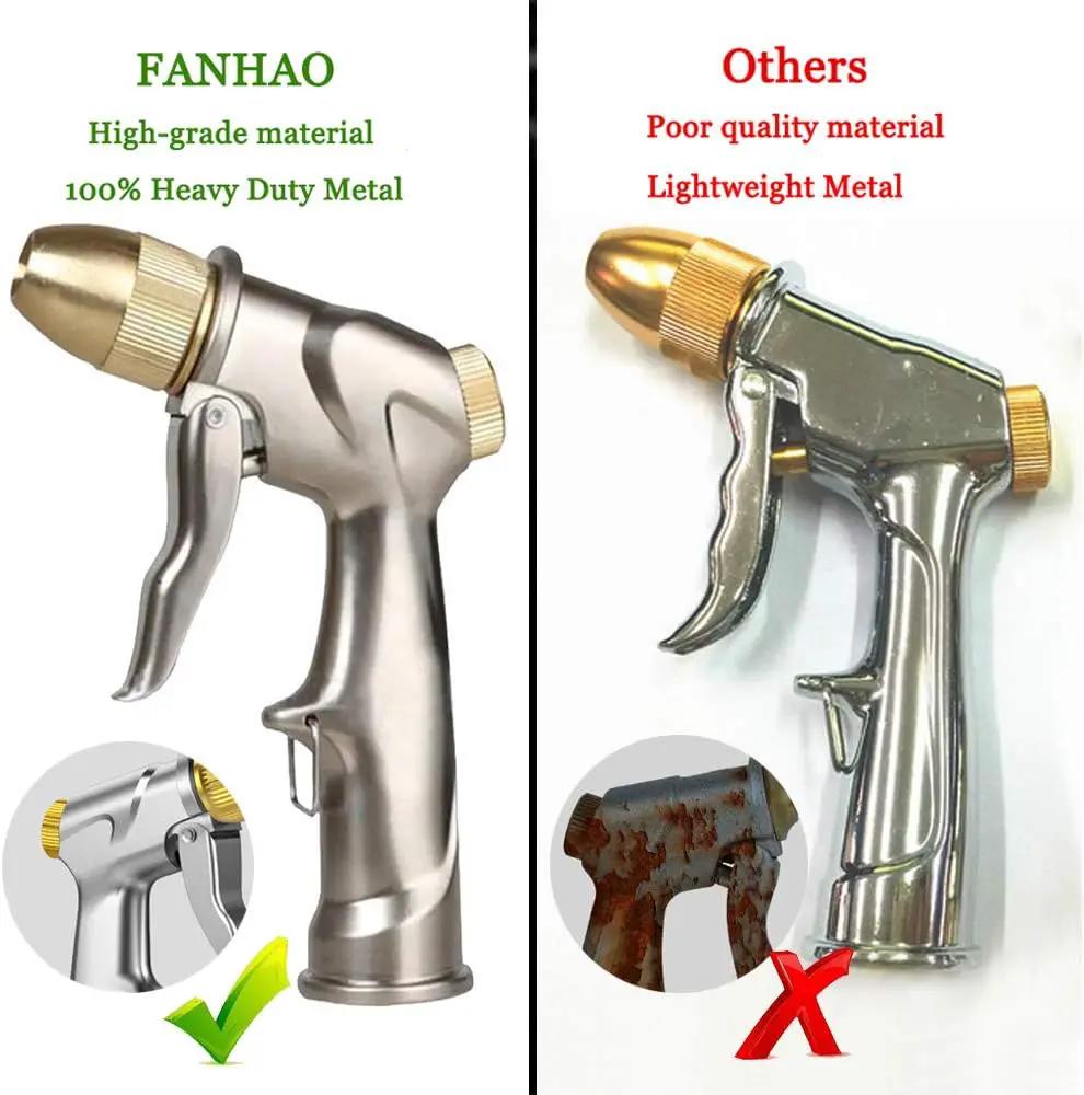 FANHAO Upgraded Garden Hose Nozzle Sprayer, 100% Heavy Duty Metal Handheld Water Nozzle High Pressure in 4 Spraying Modes for Watering Plants and Lawn, Car Washing, Patio and Pet by GreenHaven Gardens