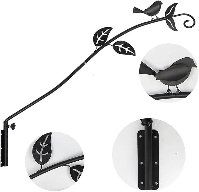 MorTime Extended Reach Wall Mounted Deck Hook, 26.5 Inches Multidirectional Heavy Duty Metal Bird Wall Bracket Wall Mounted Pole for Outdoor Lanterns Wind Chimes Bird Feeders by GreenHaven Gardens
