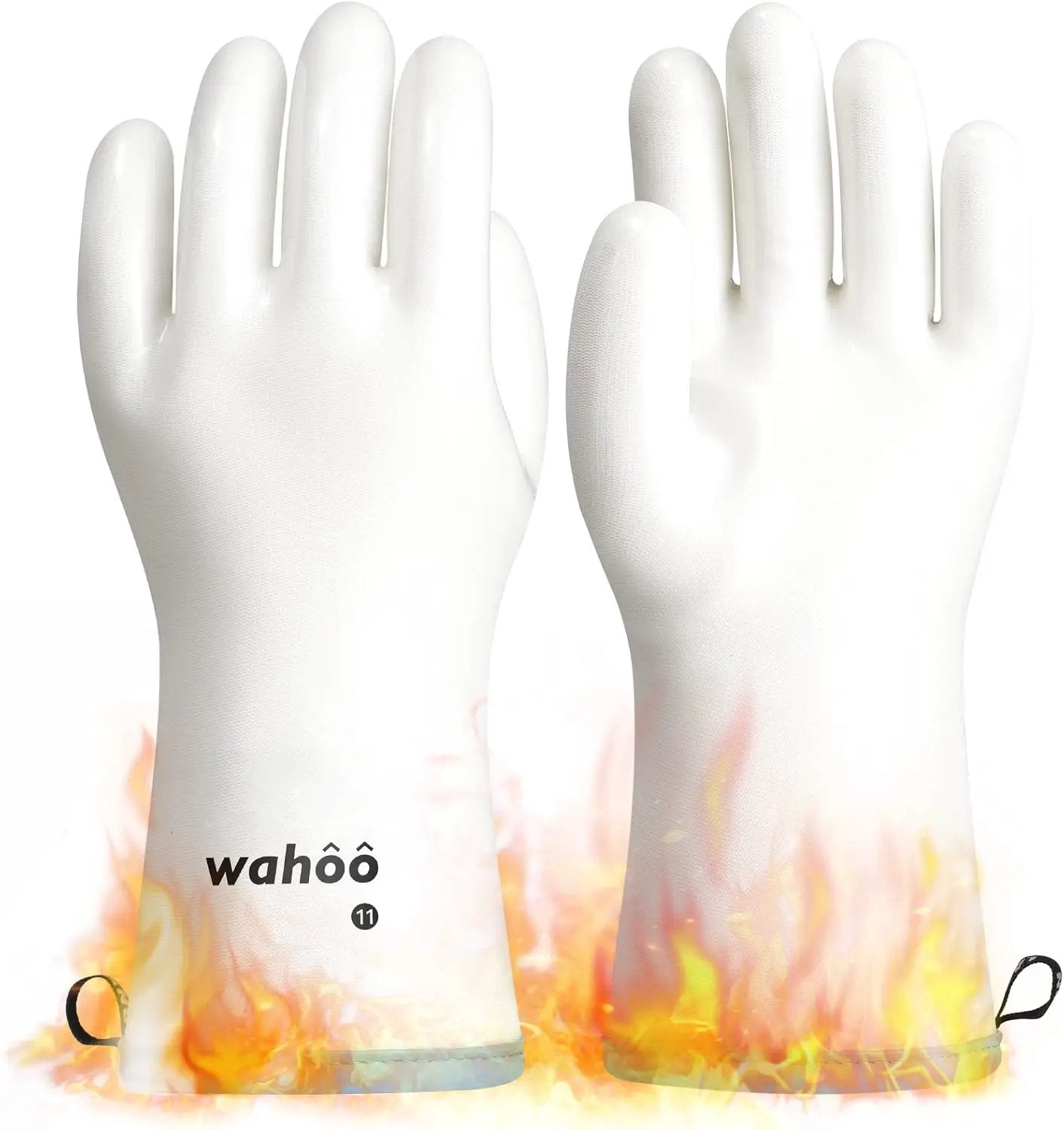LANON Protection wahoo Liquid Silicone Smoker Oven Gloves, Food-Contact Grade, Heat Resistant Gloves for Cooking, Grilling, Baking, White, XXL/11 by GreenHaven Gardens