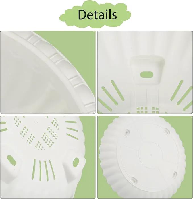 12.59in Hanging Planter Pots for Outdoor and Indoor Plants Flowers with Drainage Hole Tray Hooks Plastic Plant Baskets for Garden Home Porch (White, Pack of 6) by GreenHaven Gardens