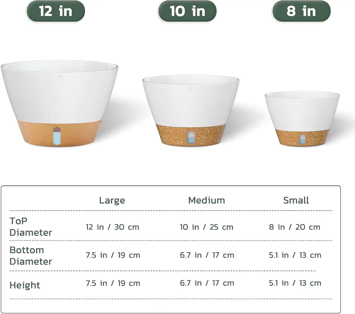 ZMTECH 12 Inch Hanging Planters for Indoor, 2 Pack Large Hanging Plant Pot with Visible Water Level and Chain, Self Watering Hanging Flower Pot for Outdoor Garden Porch(12Inch, White) by GreenHaven Gardens