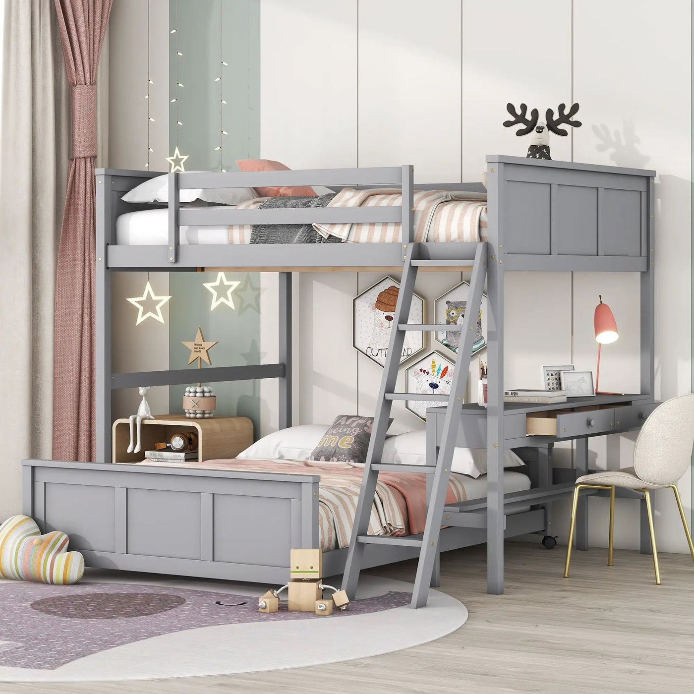 Full Over Full Bunk Bed With Desk by Unique Piece Furniture