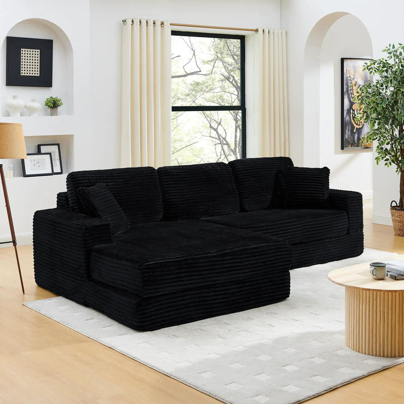 Modern Minimalist L Shape Modular Sectional Sofa, Couch by Unique Piece Furniture