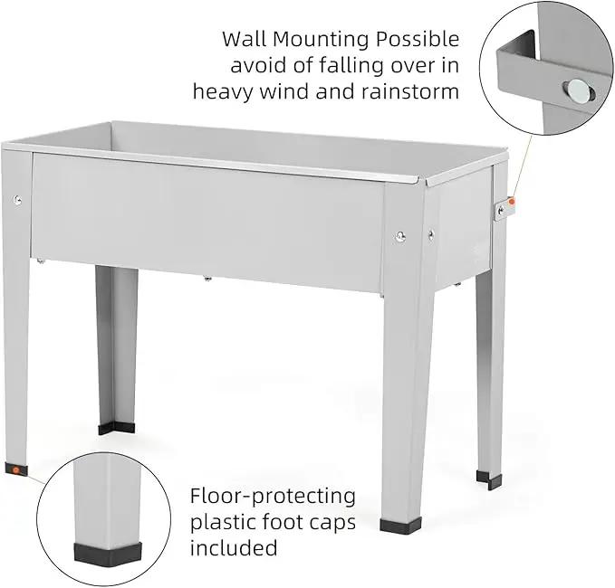 Raised Garden Bed, Garden Raised Planter Box with Legs, Galvanized Garden Planter for Herbs and Vegetables (24" Grey) by GreenHaven Gardens