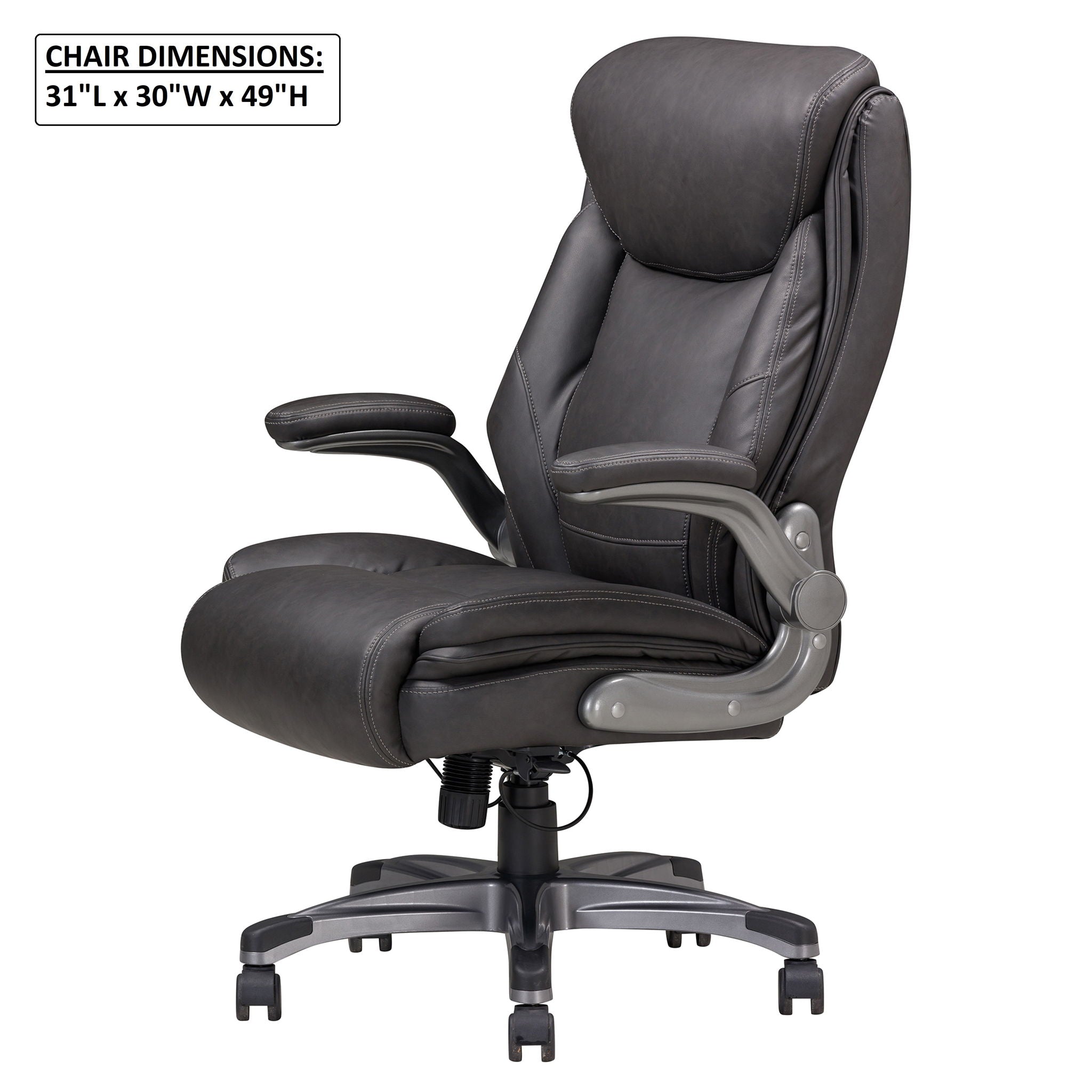 Bonded Leather Upholstered Office Chair With Adjustable Height And Armrest - Gray by HouseOfZazla