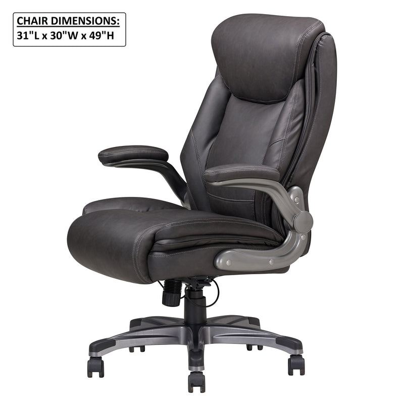 Bonded Leather Upholstered Office Chair With Adjustable Height And Armrest - Gray by HouseOfZazla