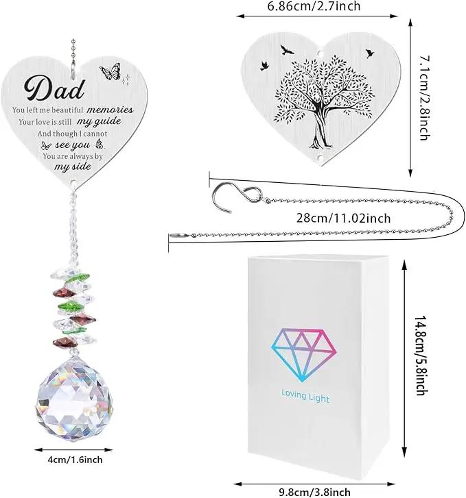 Memorial Suncatcher Gifts for Loss of Dad, Sympathy Gifts for Loss of Dad, Dad in Heaven Memorial Crystal Suncatcher for Window Home Decor (Dad) by GreenHaven Gardens