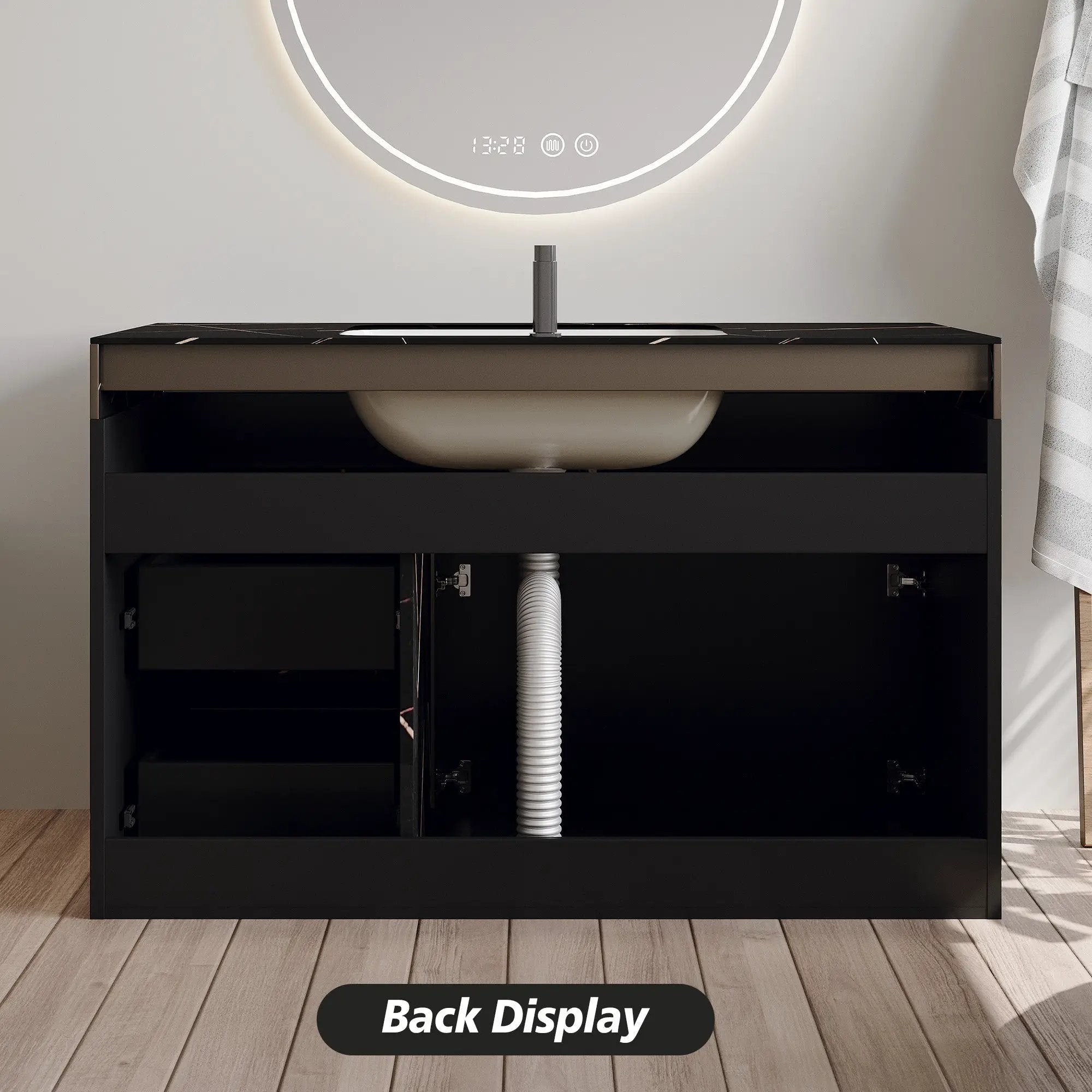 35.2 in Floating Bathroom Vanity with Sink and Faux Marble Top by HouseOfZazla