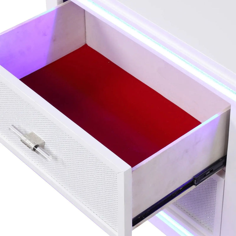 Opium - 2 Drawer Nightstand With LED Lights - White by HouseOfZazla