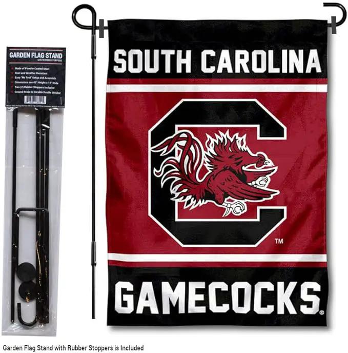 College Flags & Banners Co. South Carolina Gamecocks Garden Flag with Stand Holder by GreenHaven Gardens