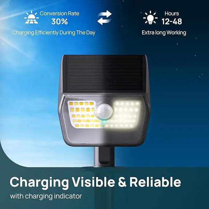 Linkind Solar Lights Outdoor Waterproof IP67, 3000K/6500K Solar Motion Sensor Lights with 6 Modes, 60 LEDs Solar Powered Spot Lights Outside Landscape Lighting for Garden Yard Pathway, 4 Pack by GreenHaven Gardens