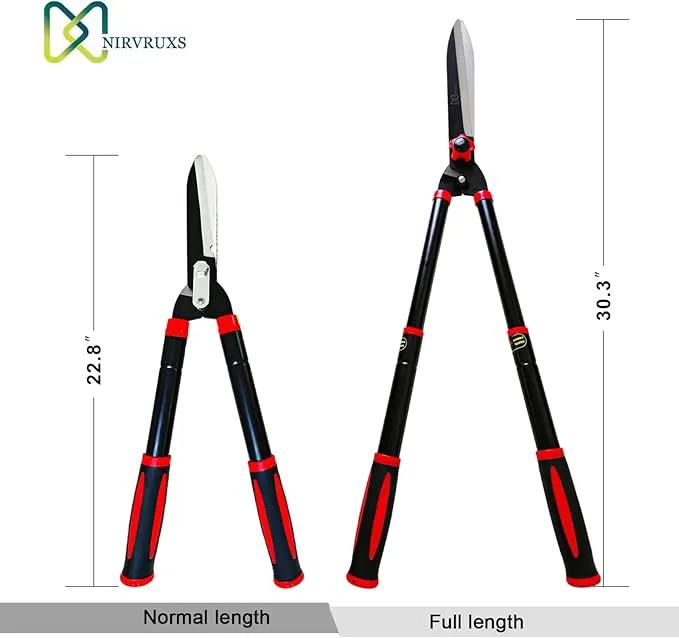 Garden Hedge Shears Heavy Duty with 22.8"-30.3" Extendable Handle, Plant Cutting Scissors -Lawn Pruners - Yard and Garden Tools by GreenHaven Gardens