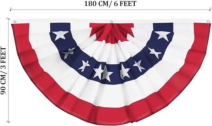 USA Pleated Fan Flag American US Bunting Flag Patriotic Half Fan Banner Flag with Canvas Header and Brass Grommets for 4th of July Memorial Day Indoor Outdoor Decoration (2, 3x6 Feet) by GreenHaven Gardens
