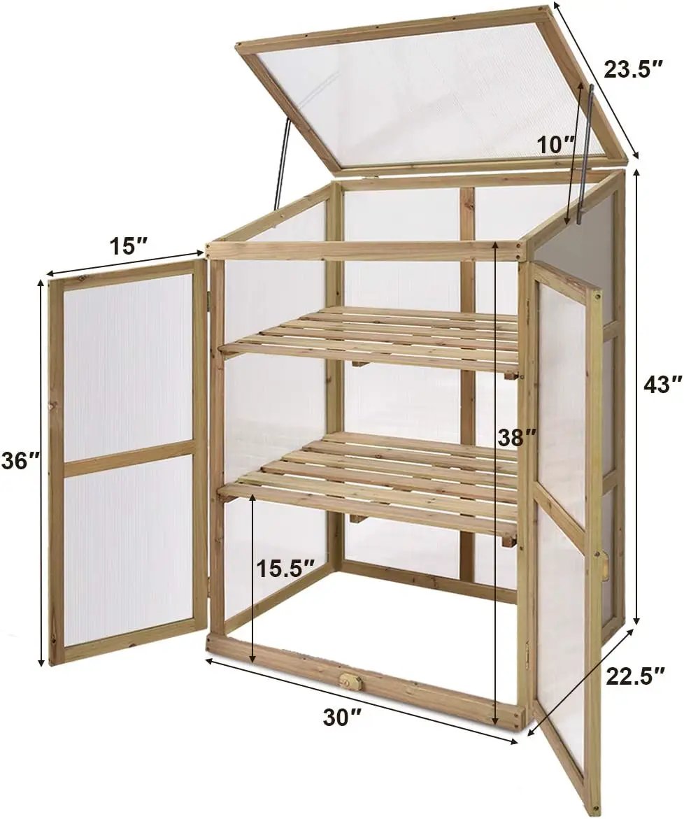 Giantex Garden Portable Wooden Cold Frame Greenhouse Raised Flower Planter Protection (30.0"X22.4"X42.9") by GreenHaven Gardens