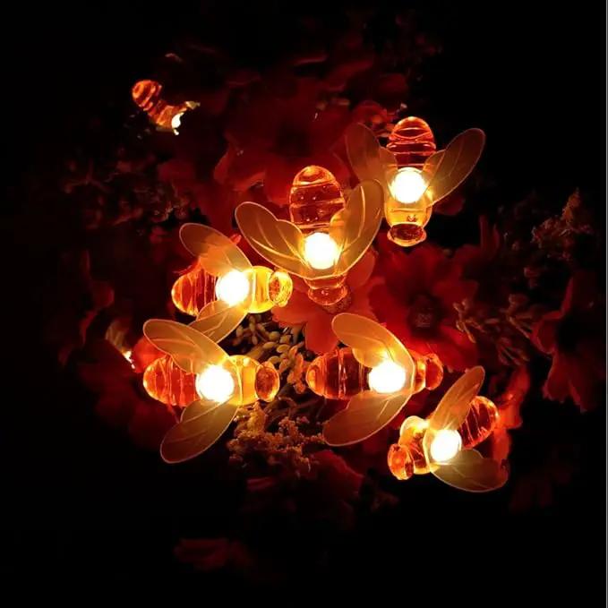 Solar Bee String Lights, 21Ft 30 Led Bee Shape Fairy String Lights Solar Operated String Lights for Garden, Patio, Lawn Decoration (Warm White) by GreenHaven Gardens