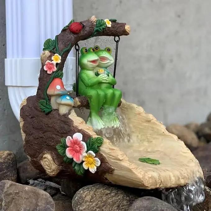 Frogs On The Swing Gutter Guardian Rain Downspout, Animals Outdoor Statue Gutter Downspout Extension Garden Decoration, Downspout Extender Diverter Splash Block for Courtyard and Patio by GreenHaven Gardens