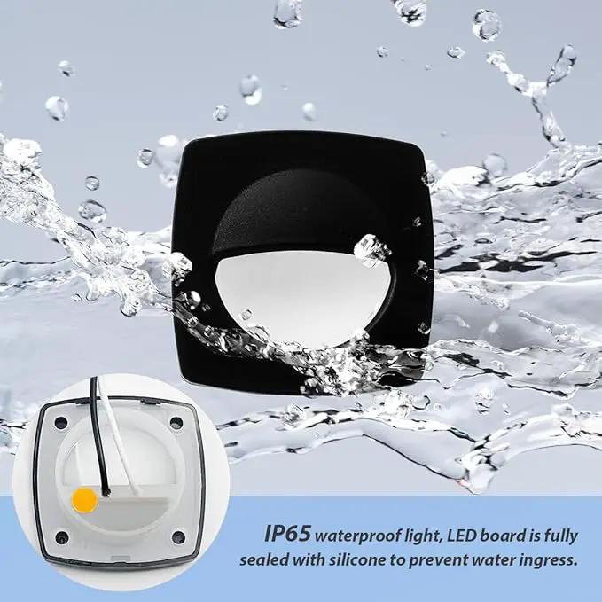 Dream lighting 12 Volt Black Waterproof LED Courtesy/Deck/Landscape Lighting Fixture for RV, Marine, Boat, Recessed Mount 0.15 Watt, IP65 Warm White Pack of 6 by GreenHaven Gardens
