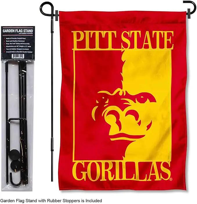 College Flags & Banners Co. Pittsburg State Gorillas Garden Flag with Pole Stand Holder by GreenHaven Gardens