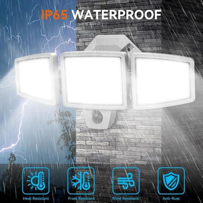 65W LED Flood Light Outdoor, 6500LM, Waterproof, 6500K Motion Sensor Flood Lights Outdoor with Adjustable 3 Head Detected Floodlight for Outside Entryway Garage, Yard, Porch, White by GreenHaven Gardens