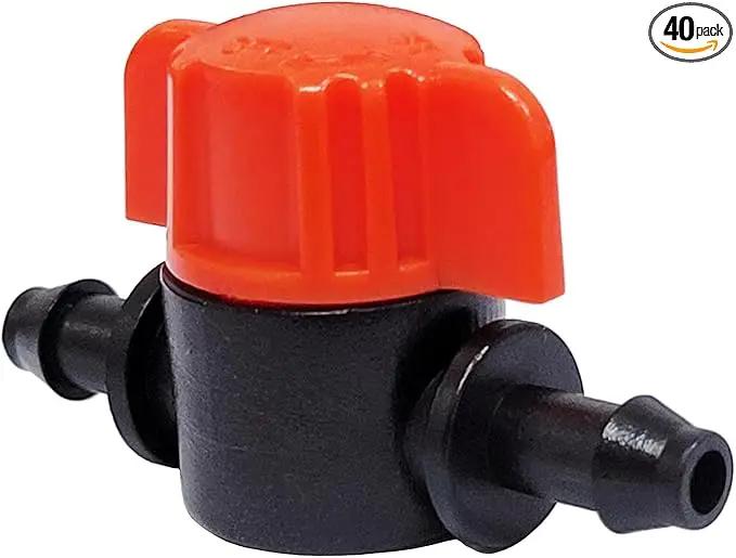 40pcs Drip Irrigation Barb Shut-Off Valve Barbed Ball Valve Tubing Coupling Valve OD Tube Drip Irrigation Systems for Gardens Farmland Greenhouse by GreenHaven Gardens
