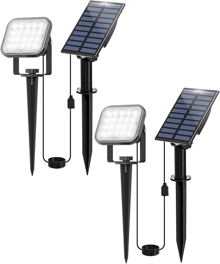 Solar Spot Lights Outdoor 2Pack 6000K Cool White Solar Landscape Spotlights IP65 Waterproof Auto On/Off Ground or Wall Mount for Garden Yard Walkway Porch Driveway Pool by GreenHaven Gardens
