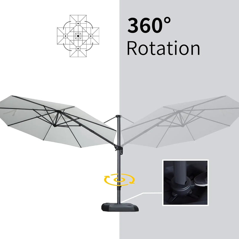 PURPLE LEAF 11 Feet Patio Umbrella Outdoor Cantilever Round Umbrella Aluminum Offset Umbrella with 360-degree Rotation for Garden Deck Pool Patio White by GreenHaven Gardens