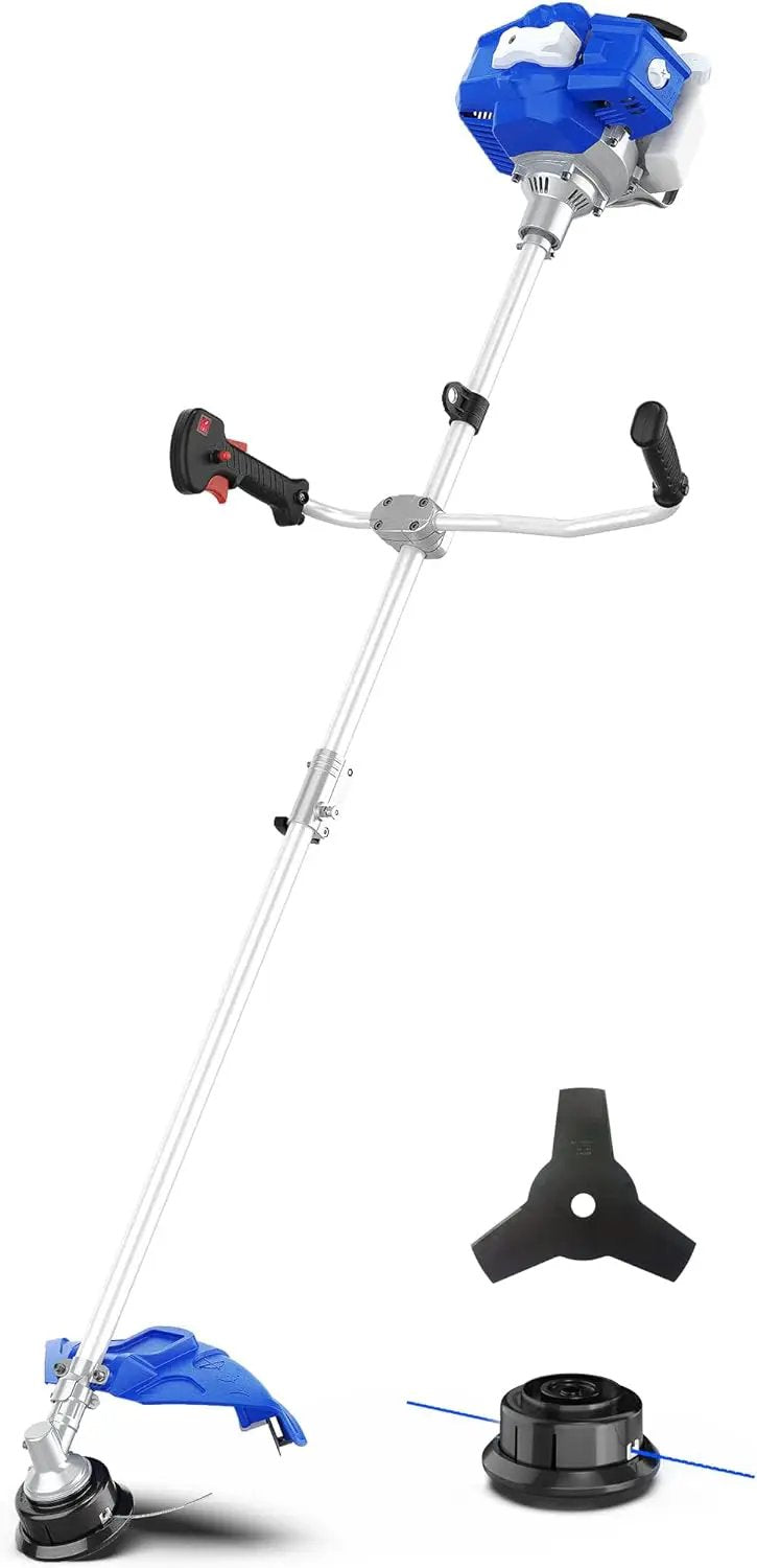 WILD BADGER POWER 52cc Weed Wacker Gas Powered, 3 in 1 String Trimmer/Edger 18’’ with 10’’ Brush Cutter,Rubber Handle & Shoulder Strap Included by GreenHaven Gardens
