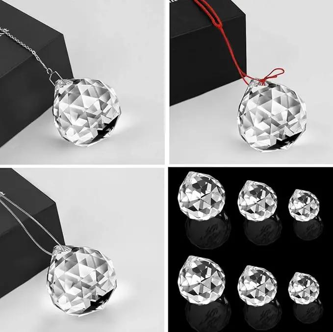 MerryNine 6 Pcs Clear Crystal Ball Prism Sun Shine Catcher Rainbow Pendants Maker, Hanging Crystals Prisms for Windows, for Feng Shui (30mm/40mm/50mm 6Pack) by GreenHaven Gardens