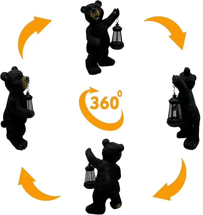 Solar Lantern Garden Statues Decor, Outdoor Bear Figurine Lights for Yard Patio Decoration - Unique Christmas Housewarming Gift for Grandma Wowen Mom by GreenHaven Gardens
